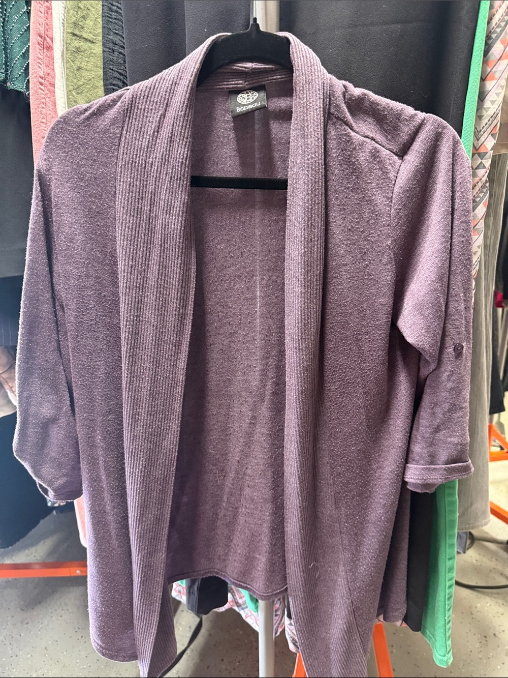bobeau Open-Front Lavender Purple Knit Cardigan
